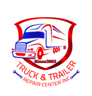 A red and blue truck logo with the words " truck & trailer repair center inc ".
